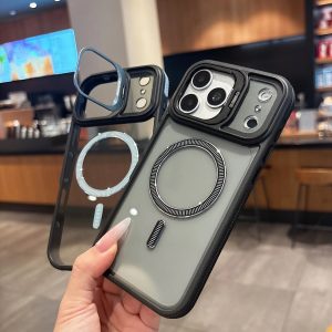 New Magnetic Phone Case with Camera Lens Bracket, Clear Protective Cover for iPhone 18/17/16/15 Pro / Pro Max