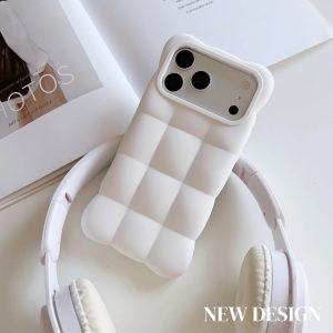 New Liquid Silicone 3D Grid Phone Case, Skin‑Friendly Touch Shockproof for iPhone 18 17 16 Pro Max